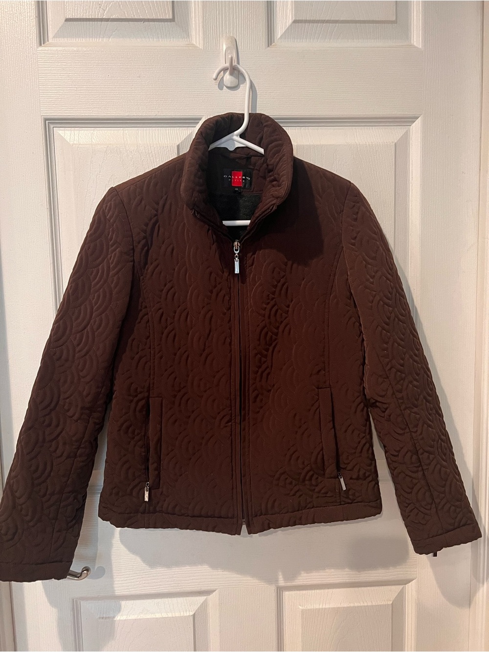 Gallery Quilted Brown Zip-Up Jacket